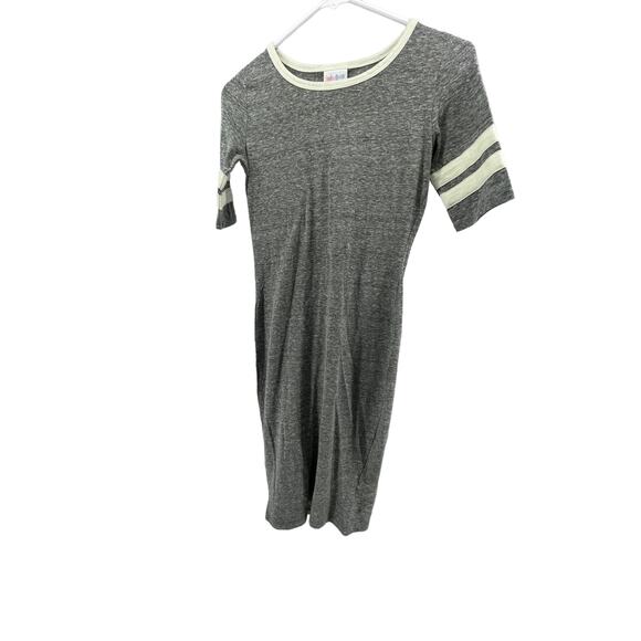 LulaRoe Gray Baseball Stripe Short Sleeve Mini T-Shirt Dress Women's Size XXS - Picture 1 of 3